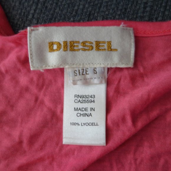 Diesel Pink 100% Lycocell Long Sleeve T-Shirt Size S - Picture 7 of 11
